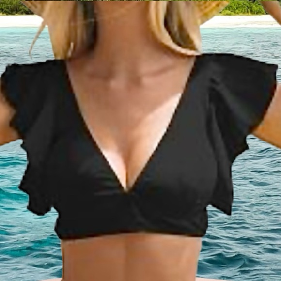 NWT Holipick Swim Flutter Top Black Size Small - Picture 3 of 13